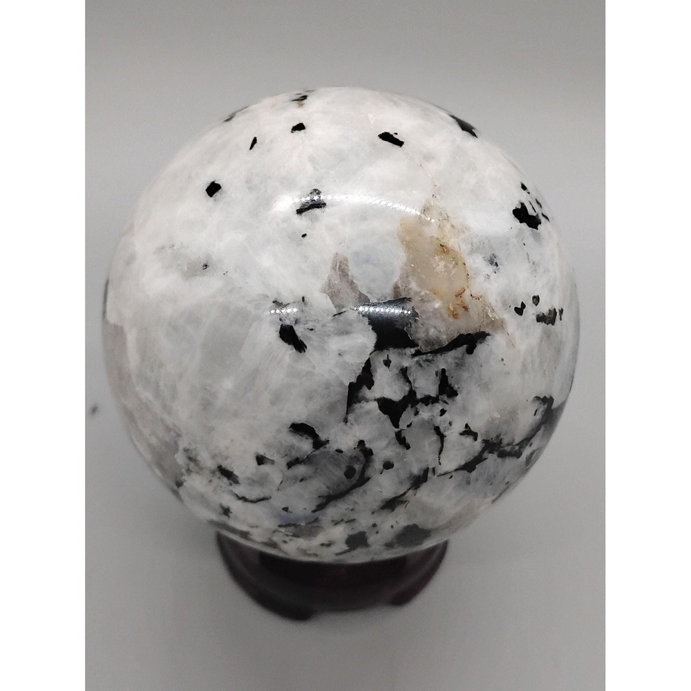 Polished White Moonstone Sphere, Calming Crystal Orb, 3-inch Home Decor